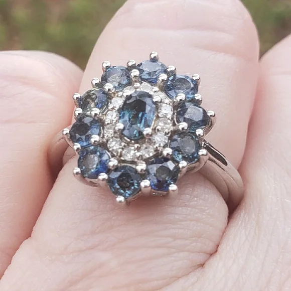 JTV Sapphire Cocktail Cluster Ring - Picture 8 of 10